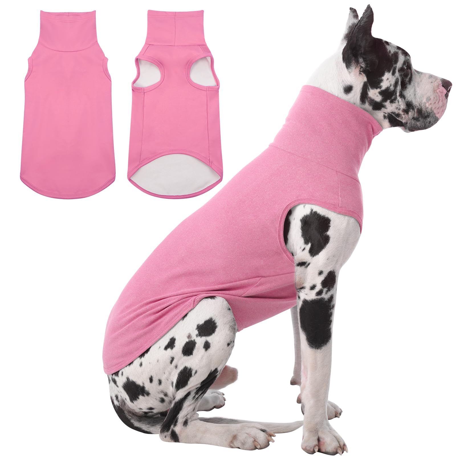 Chandail en polaire extensible rose pour grand chien doux et confortable