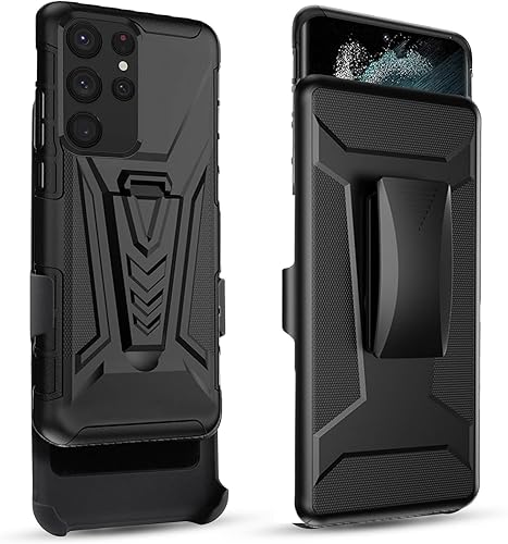 Miniatura 1 de Asuwish Funda para teléfono Samsung Galaxy S22 Ultra 5G con clip para cinturón, soporte híbrido, resistente, resistente, de grado militar, funda