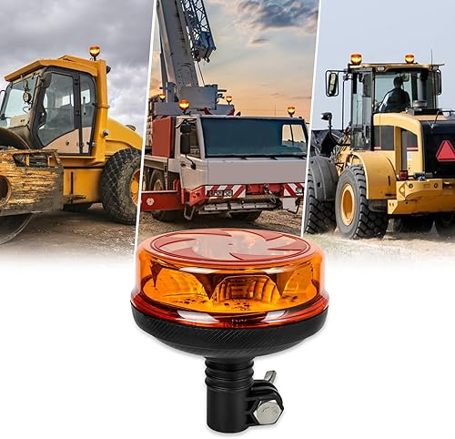Miniatura 5 de Luces estroboscópicas de luz LED amarilla para camiones de 12 V 24 V, luz de baliza naranja, faro giratorio con 6 modos para coche, camión, UTV,
