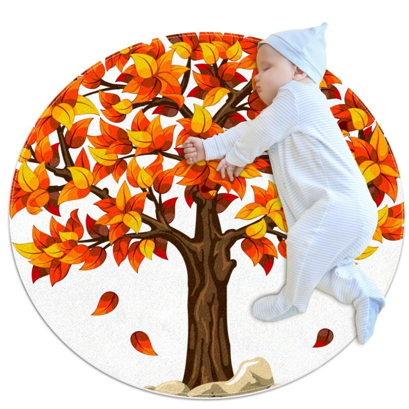 Tapis rond arbre d'automne anti-bruit et anti-froid pour salle de jeux
