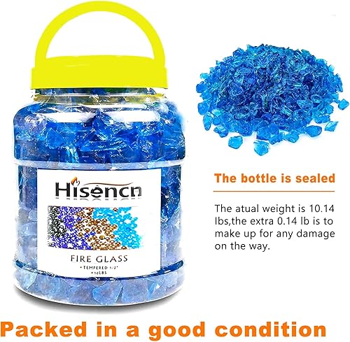 Miniatura 7 de Hisencn 12 pulgada 10-libras mezclado hoguera de vidrio para interior y exterior chimeneas de gas de vidrio de fuego, cuencos de fuego, jardín