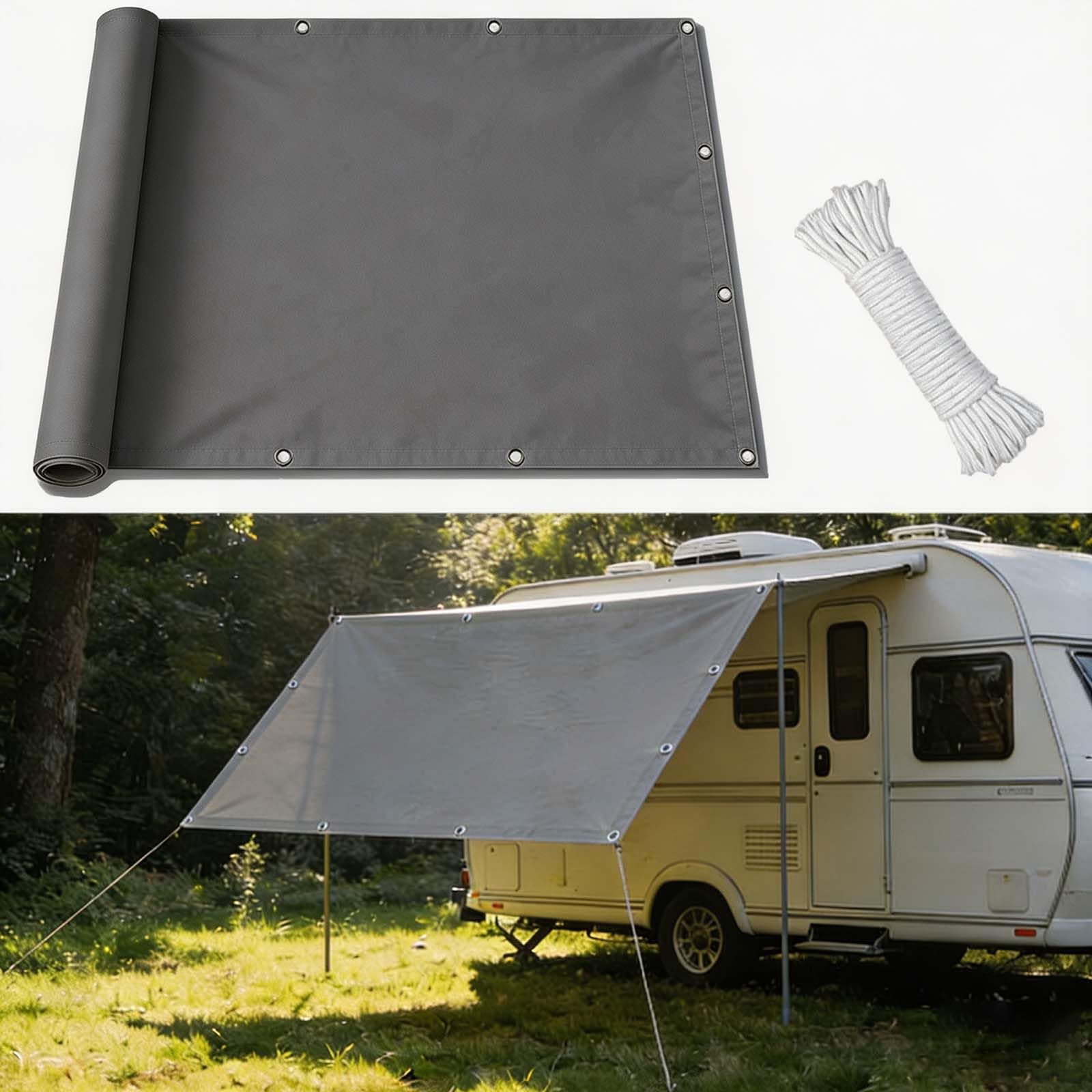 Żagiel Ogrodowy 185 x 245 cm Kwadratowy, Hydrofobowy, Ochrona UV Prostokątna, Oddychająca Markiza Przeciwsłoneczna Z Filtrem UV Na Tarasy I Inne Powierzchnie Zewnętrzne, Jasny szary
