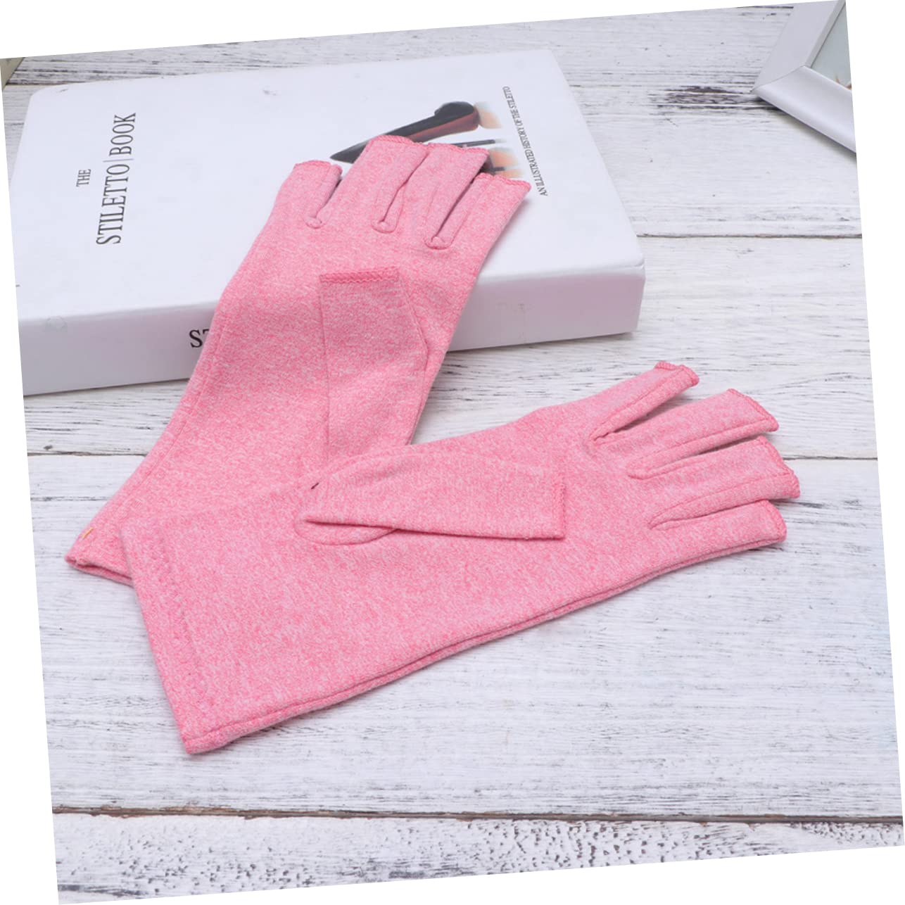 FRCOLOR Elastic Gloves Breathable Skeleton Gloves Fingerless Design Compression Gloves for Carpal Tunnel