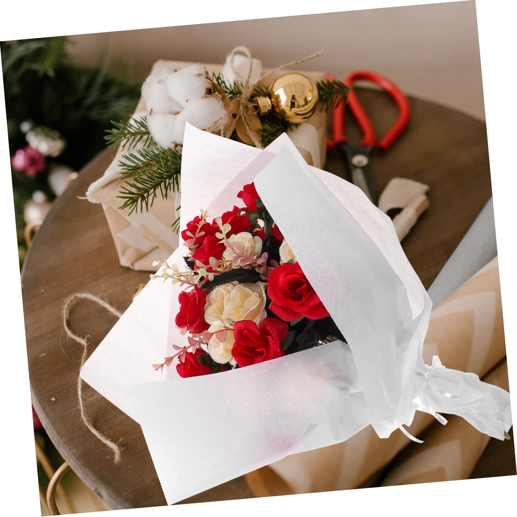 GALPADA 120 Sheets Sydney Paper Wrapping Paper Wraps for Flowers Floral Bulk Items for Bulk Floral Flower Wrappings Materials Bouquet Material White