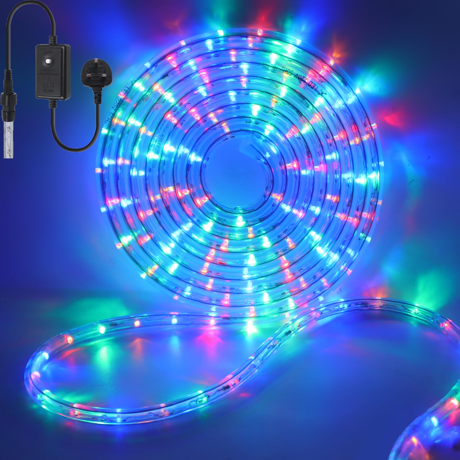 Wisada AC220 LED Tubes [50m, Multi-Color], IP67 Waterproof Flexible, 36 LEDs/M Cuttable LED Rope Light CRI85+, 8 Light Modes, Christmas Holiday Wedding Party Decoration