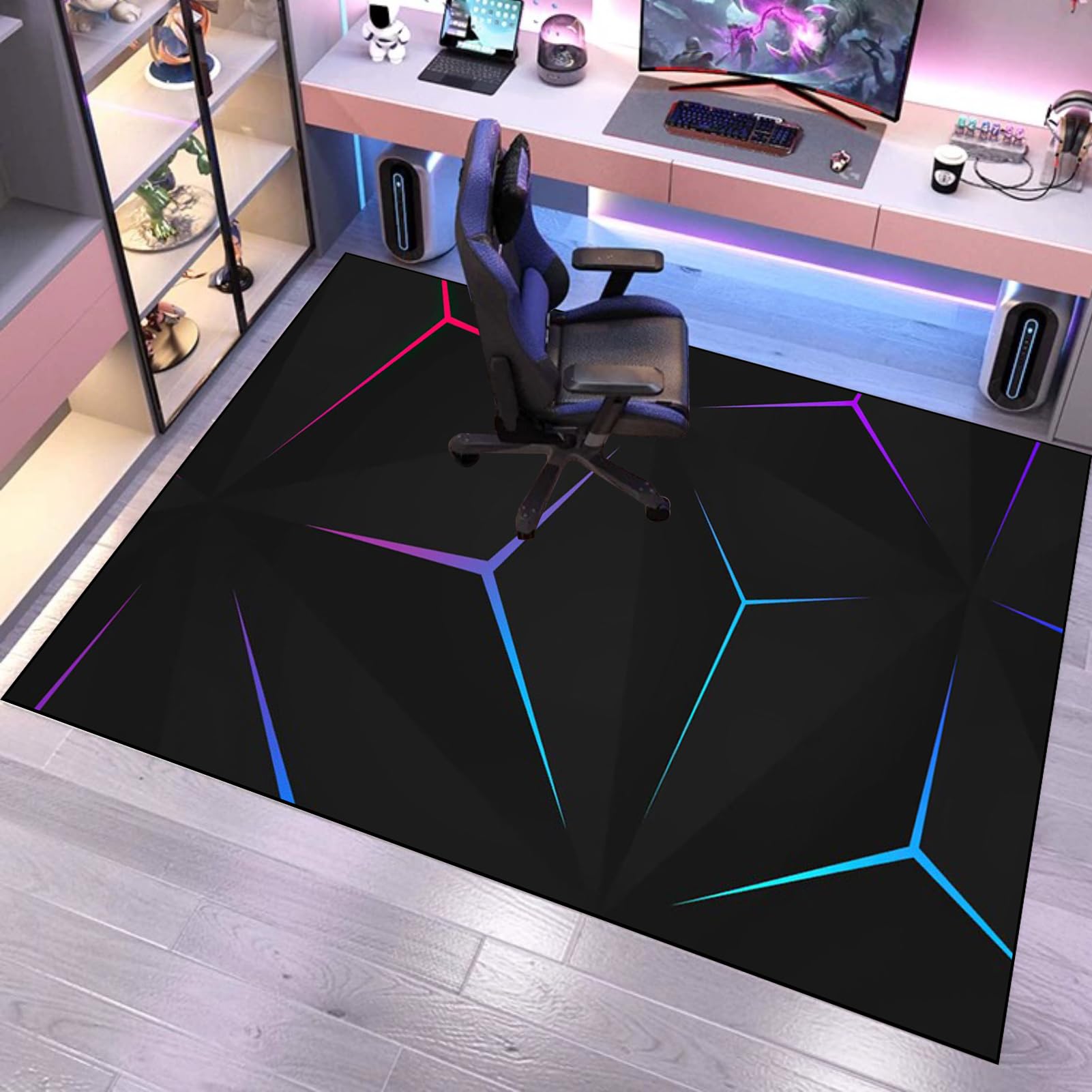 Tapis Chaise de Bureau Gaming, Tapis Protection Sol Chaise Bureau, Tapis de Sol Gamer, Tapis de Sol pour Fauteuil, Tapis de Sol Bureau Tissu, Tapis Antidérapant Sous Chaise de Bureau 140 x 180 cm