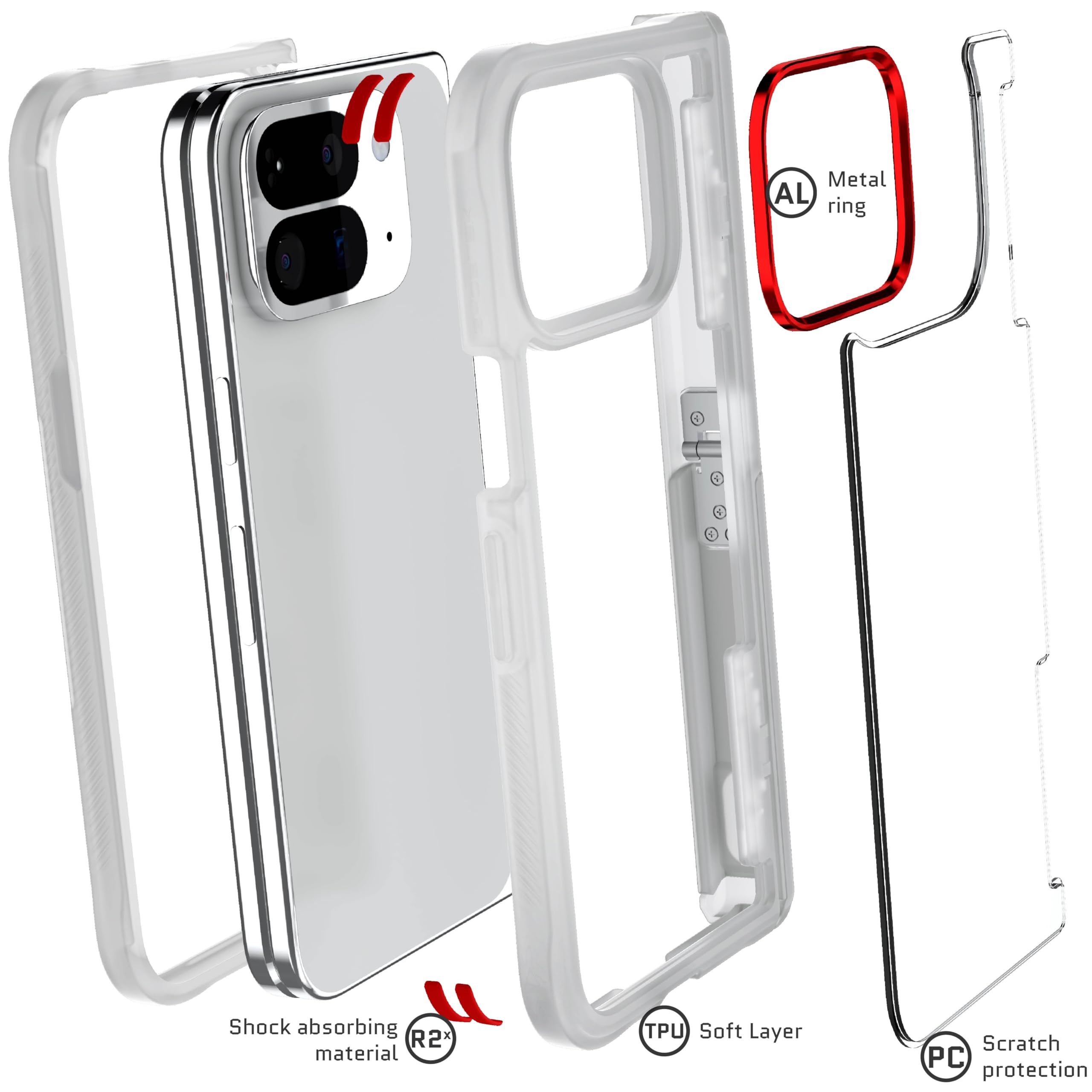 Ghostek Covert Schutzhülle für Pixel 10 Pro Fold 2025 mit integriertem Ständer und vollständigem Scharnierschutz, transparent, entworfen für Google Pixel10 Pro Fold 20,3 cm (8 Zoll) (transparent)