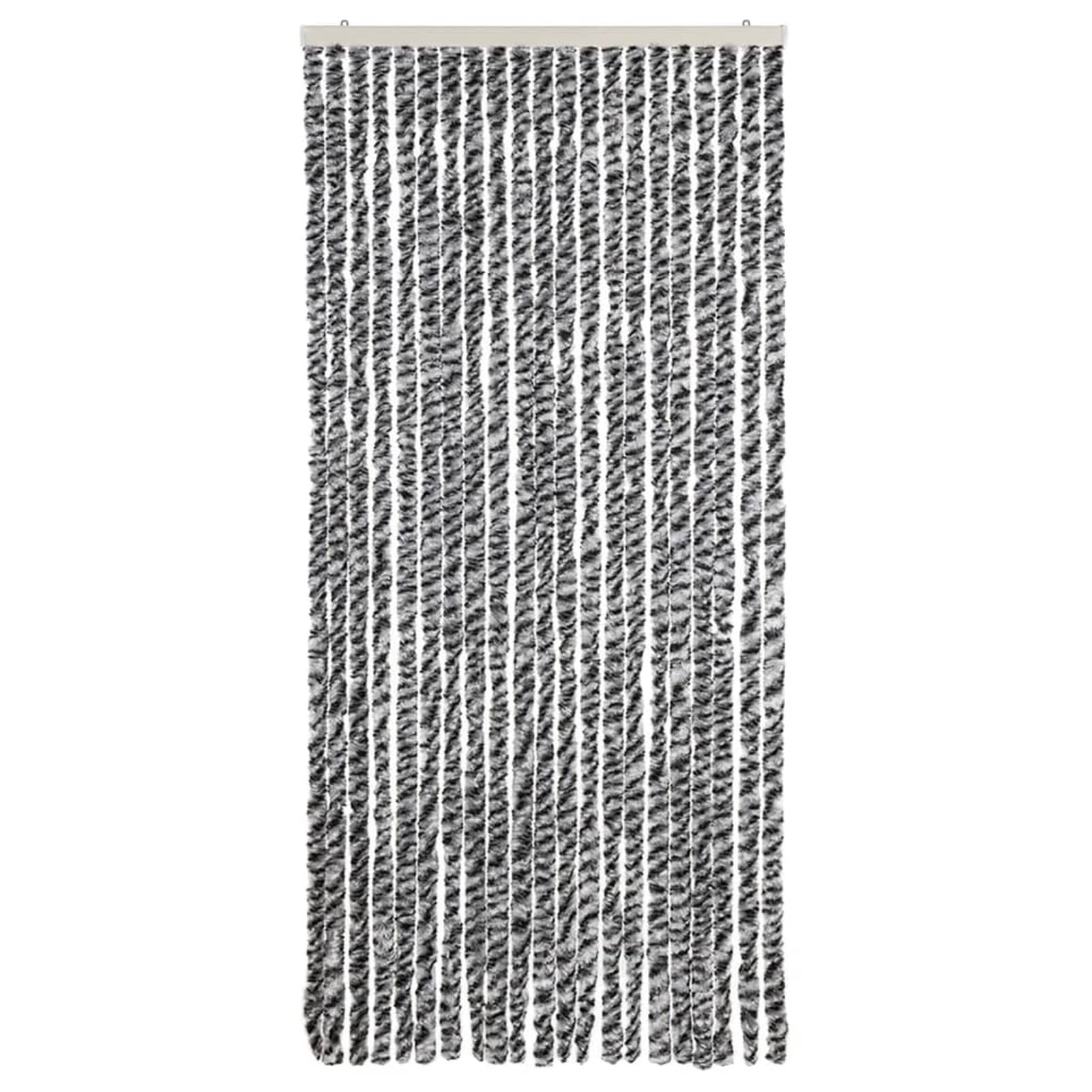 Tenda Antimosche Grigia Nera e Bianca 90x200 cm in Ciniglia,Tenda Antimosche per Finestre e Porte Leggera Resistente all'Acqua Silenziosa Zanzariera Antiisetti-377334