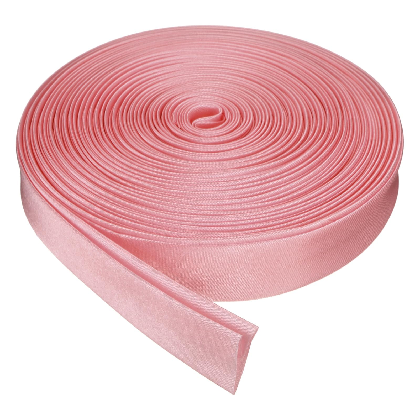 sourcing map Double Fold Bias Tape for Sewing, 3/4 Inch x 10 Yards Satin Bias Binding Tape Continuous Bulk for Quilting Blanket Binding Seaming Hemming Fabric Piping DIY Craft, Red Pink