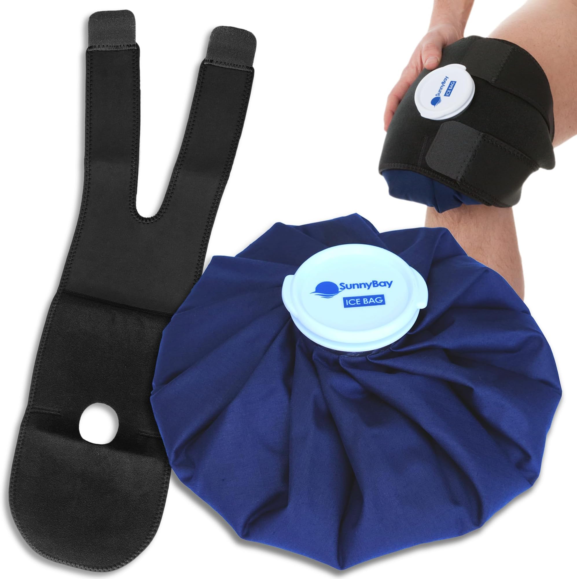 SunnyBay Refillable 11 in Ice Bag with 28 in Strap - Reusable Washable Medical Icing Pack - for Ankle, Knee, Neck, Shoulder Injuries- Cold Therapy Muscle Pain Relief