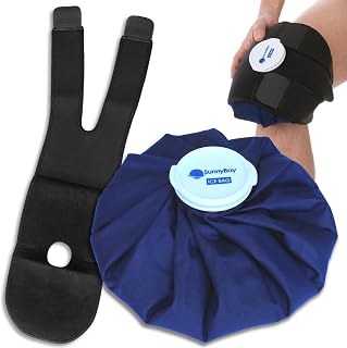 SunnyBay Reusable Ice Bag with Strap, 11 in Refillable Knee Ice Pack | Refillable 11 in ice bag for real ice or hot water, 28 in strap wraps knee, shoulder, ankle or elbow