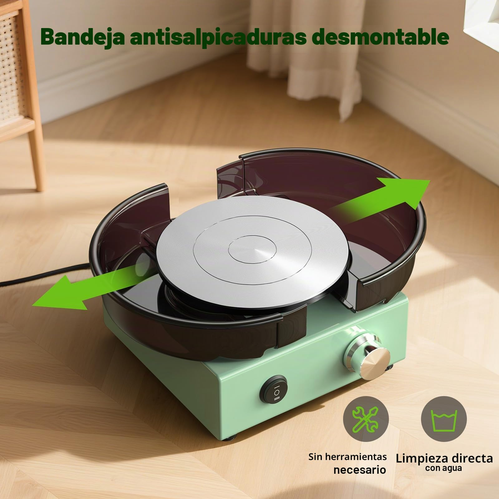 Kit de Torno de Cerámica Mini – Plataforma de 6" con Rotación en Dos Sentidos, Rueda de Arcilla, Estructura Metálica y Bandeja Extraíble, Incluye 18 Herramientas de Escultura para Principiante