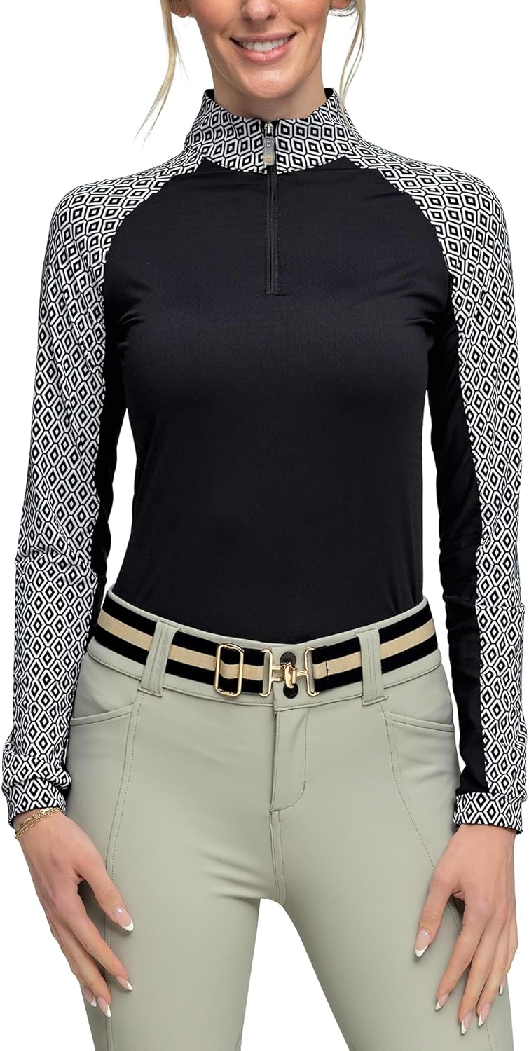 Kastel Denmark Womens Raglan Moisture Wicking Base Layer Activewear | Slim Fit | Sun Protection Clothing | 1/4 Zip Golf, Outdoor Apparel