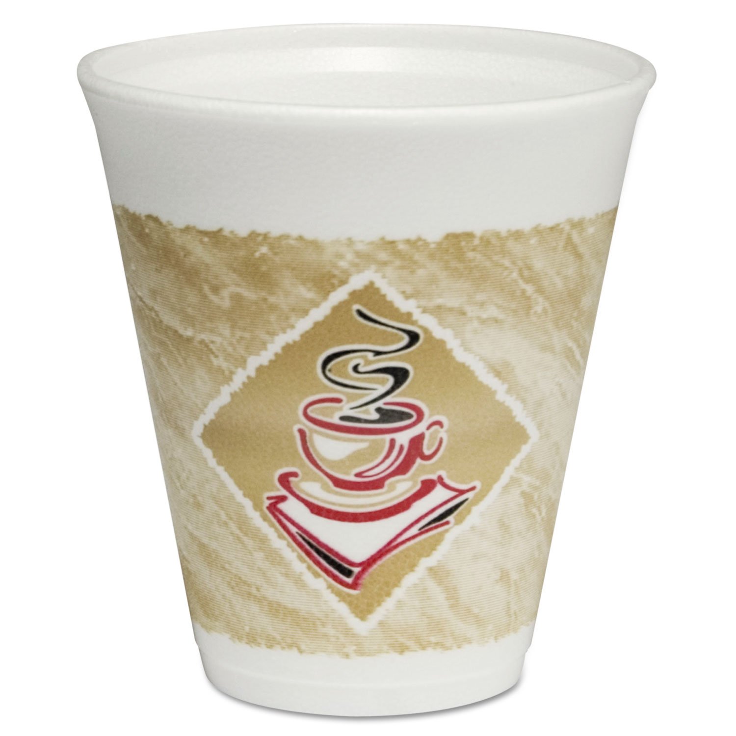 DART 12X16G Cafe G Foam Hot/Cold Cups 12oz White w/Brown & Red 1000/Carton