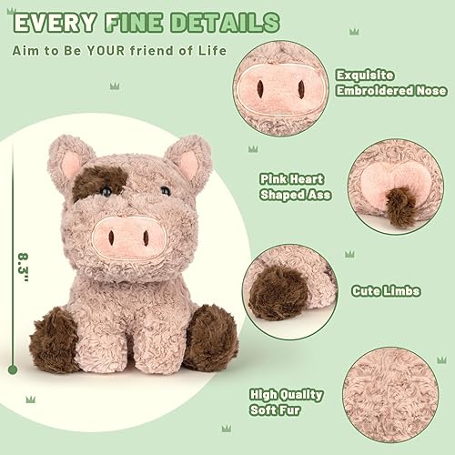 Miniatura 4 de Wanwu World Cerdo de peluche de cerdo lindo peluche de peluche rosa animales de peluche para niñas niños niños 8.3 pulgadas