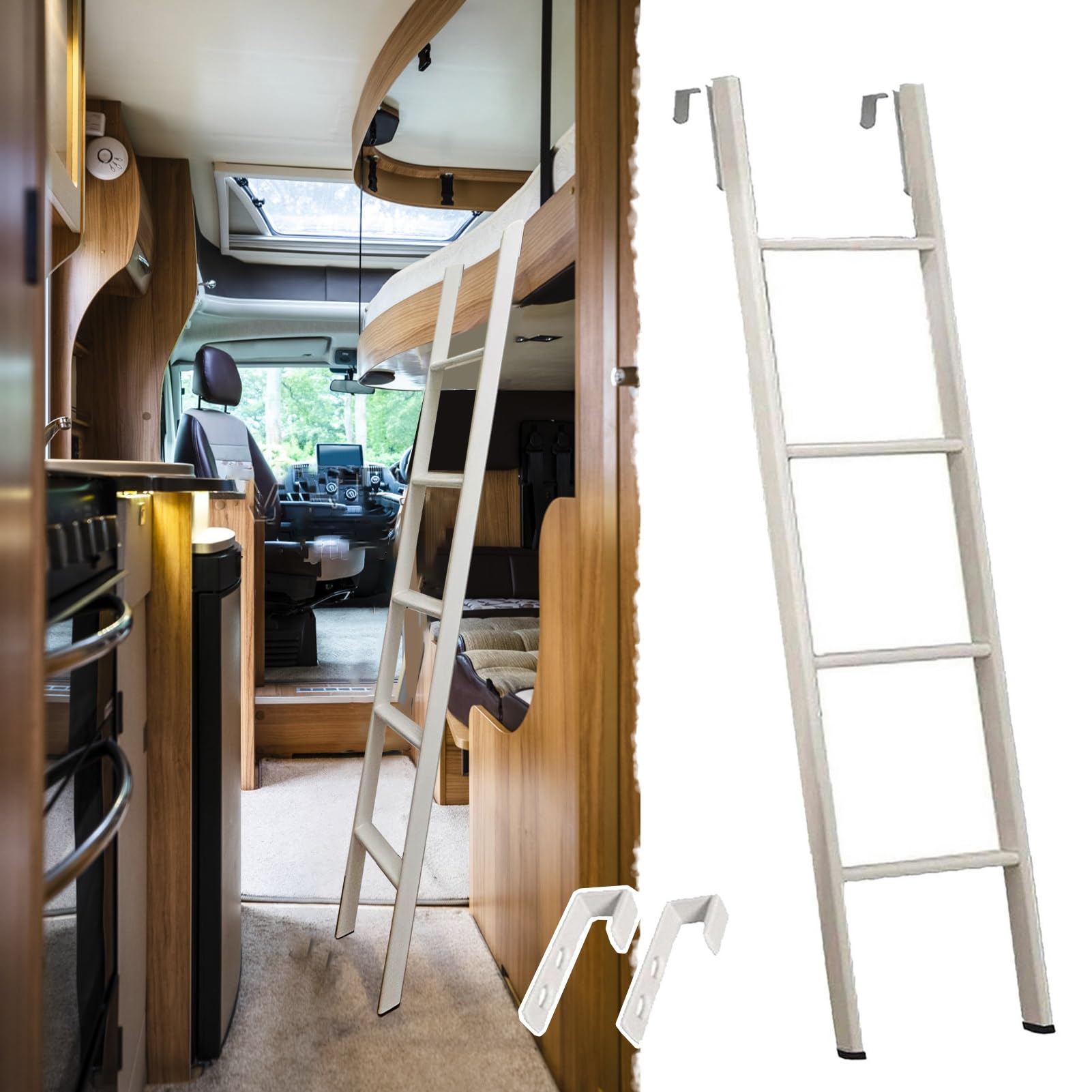 Bunk Bed Ladder with Hook 45" Attic Stairs Ladder SpaceSaving Bed Ladder for Kids & Adults Sturdy and Safe Design for Easy Access to Loft Beds