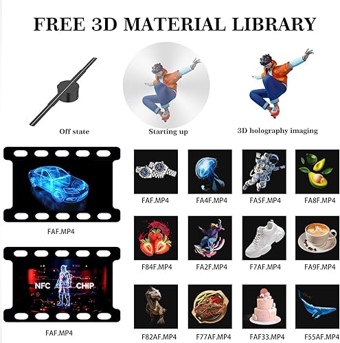 Miniatura 6 de Ventilador de holograma 3D - Ventilador holográfico con resolución de 1024 x 800PX, 244 cuentas LED HD, proyector de publicidad de video holográfico