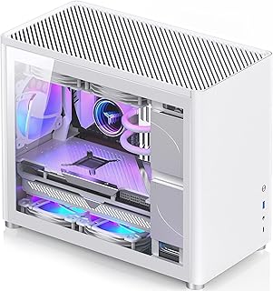 JONSBO D30 White Mini Micro ATX Tower Computer Case, Aluminum/Steel/Tempered Glass-1 Side, Simple High Compatibility MATX Case, Support 240 Water & 168mm Air Cooling, 355mm GPU,Interchangeable Side