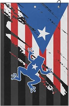 Boatee Puerto Rico Golf Club Towel Cooling Towels Essentials Golf Accessories Absorbent Coral Velvet Towel 23.62" x 15.74" Soft Comfortable Fabric Perfect for Tournament & Travel