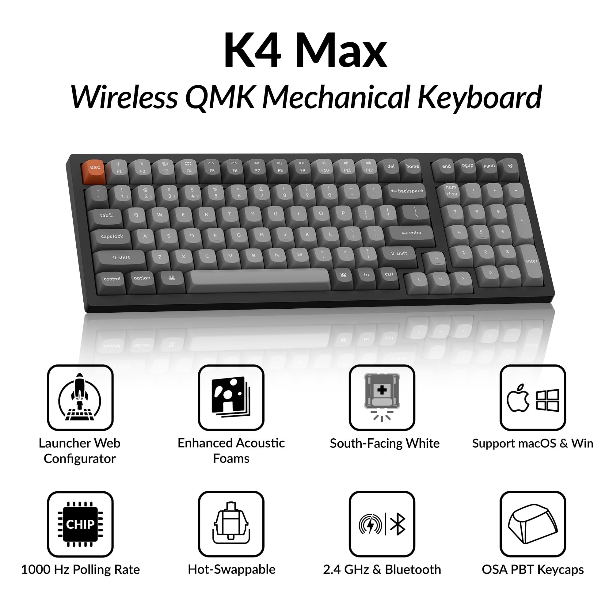 Amazon | Keychron K4 Maxワイヤレスメカニカルキーボード 96