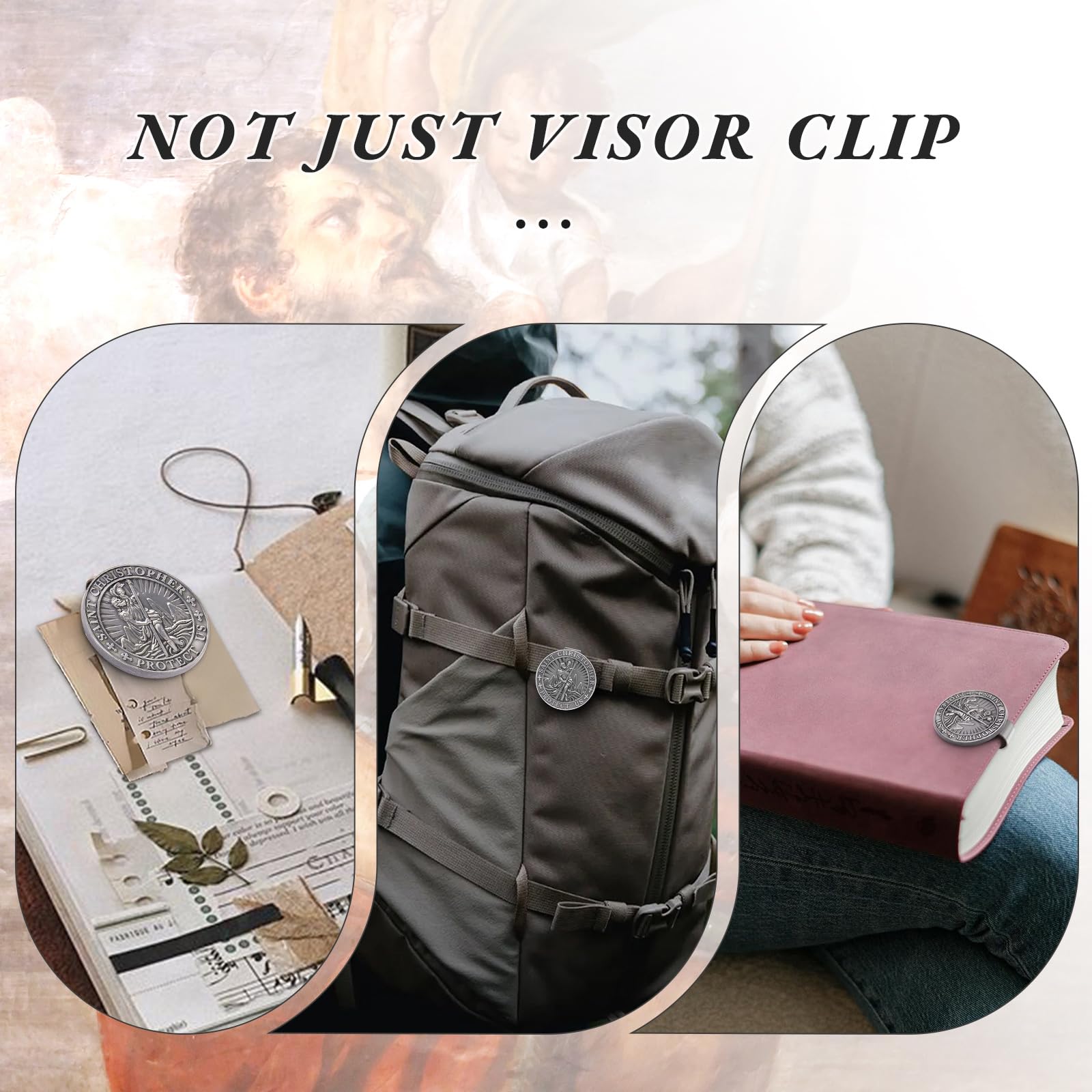 Saint Christopher Medal for Car Visor Clip St Christopher Medal for Car Talisman for Safety Automotive Visor Accessories — view 6