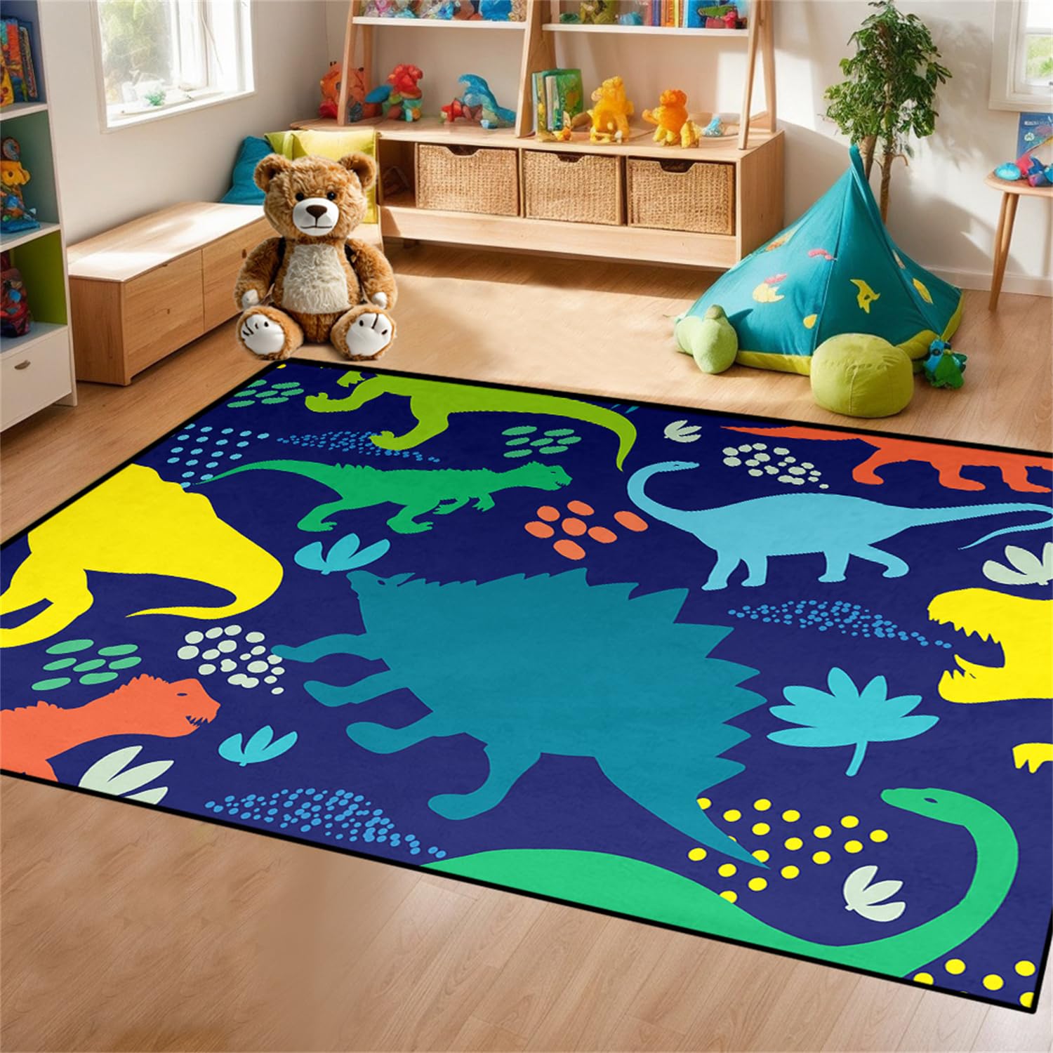 Dinosaur Rug - Dinosaur Rugs for Boys Bedroom Cartoon Dino Carpet for Boys Kids Room Decor Colorful Animal Carpet for Living Room Floor Mats, 2.5x4 Feet