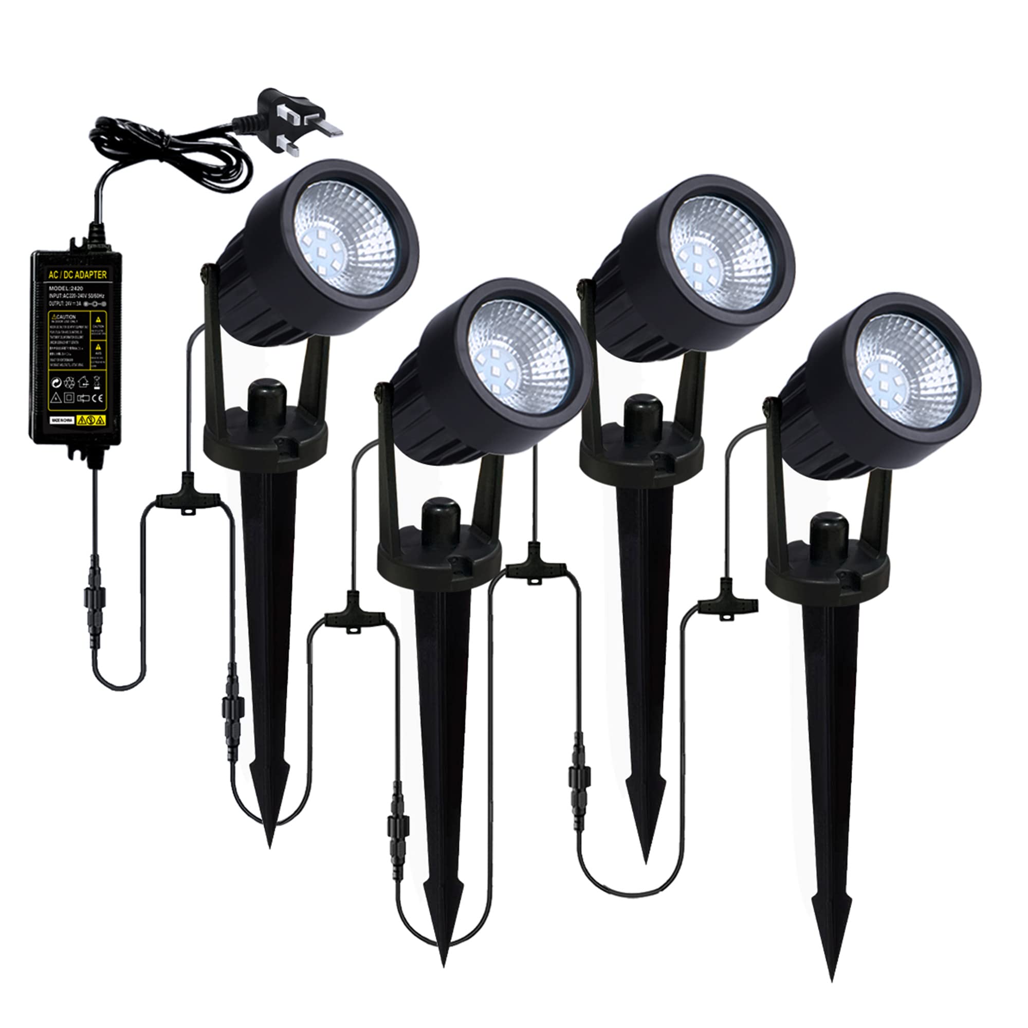 LITECRAFT Sitka Spike Light IP65 3 Watt Integrated LED Kit with Photocell in Black - 4 Pack