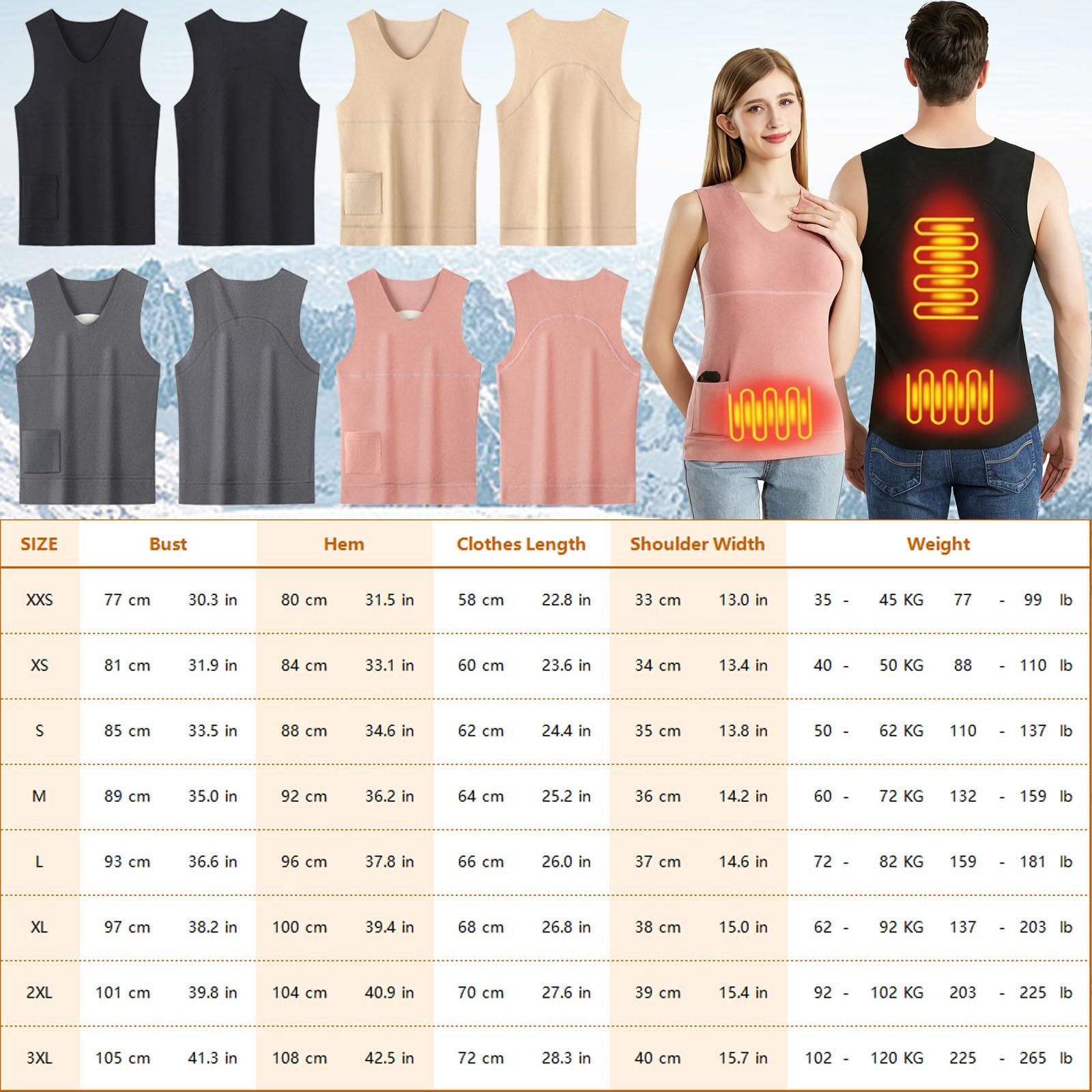 Gilet Riscaldato Unisex Canotte Termiche Canottiere Senza Maniche in Pile Maglia Strato Base Biancheria Intima Elettrica Riscaldata