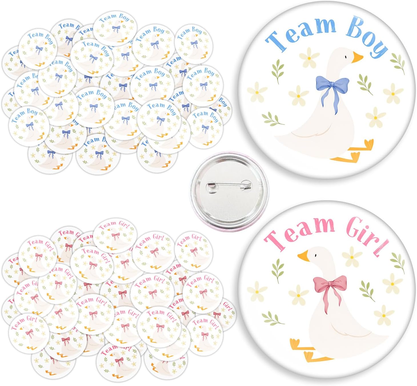 Silly Goose Baby Shower Gender Reveal Buttons, Baby Shower Badges Game Pins for Guests, Team Pink Blue Goose Gender Reveal Button Pins, Baby's Party Badges Pins for Party Game Decor, 30 Pcs 1.5 In