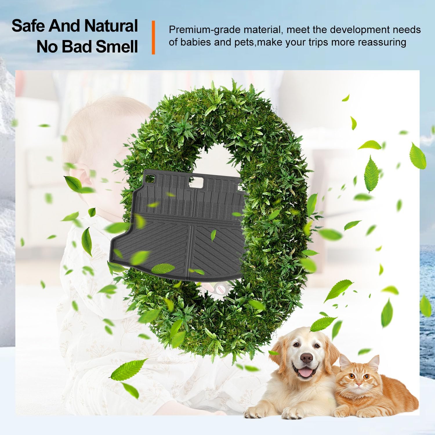 powoq Trunk Mat Compatible with 2022-2026 Honda Civic Hatchback Cargo Liner TPE Trunk Liner Cargo Mat Replacement for 2022 2023 2024 2025 2026 Honda Civic Accessories (Fit Hatchback, Rear Trunk Mat)