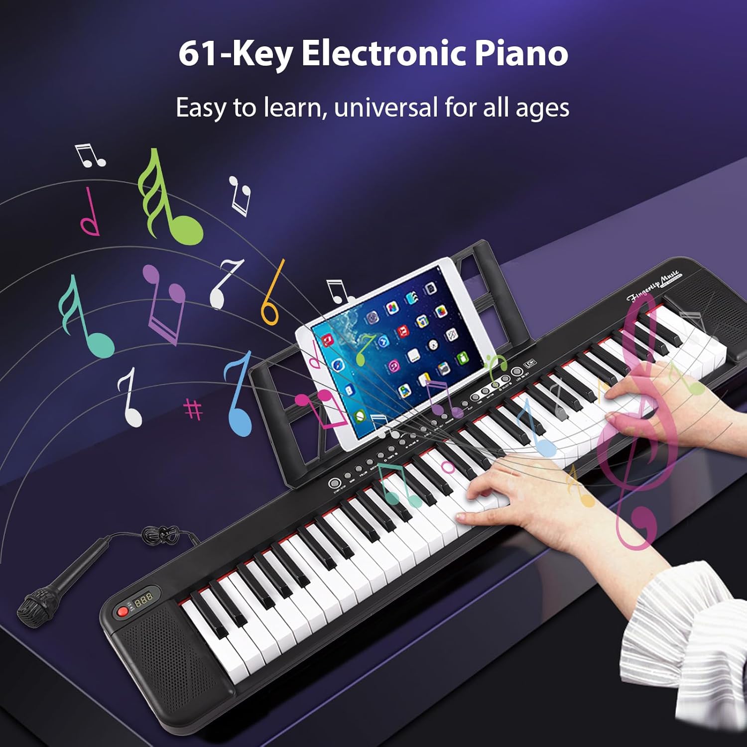 電子ピアノ楽器 61鍵ポータブル電動セミウェイテッドピアノキーボード