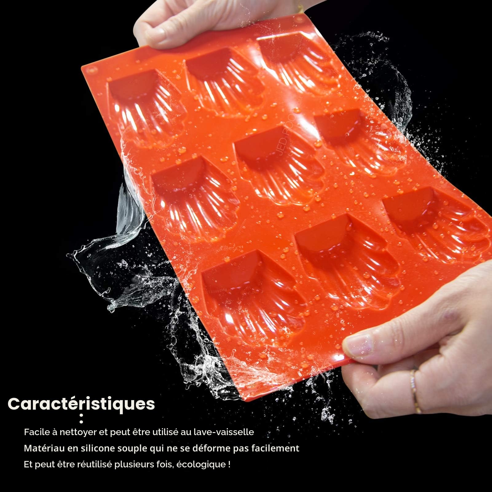 Lot de 2 Moule Madeleine Silicone Antiadhésif 9 Cavités Brun
