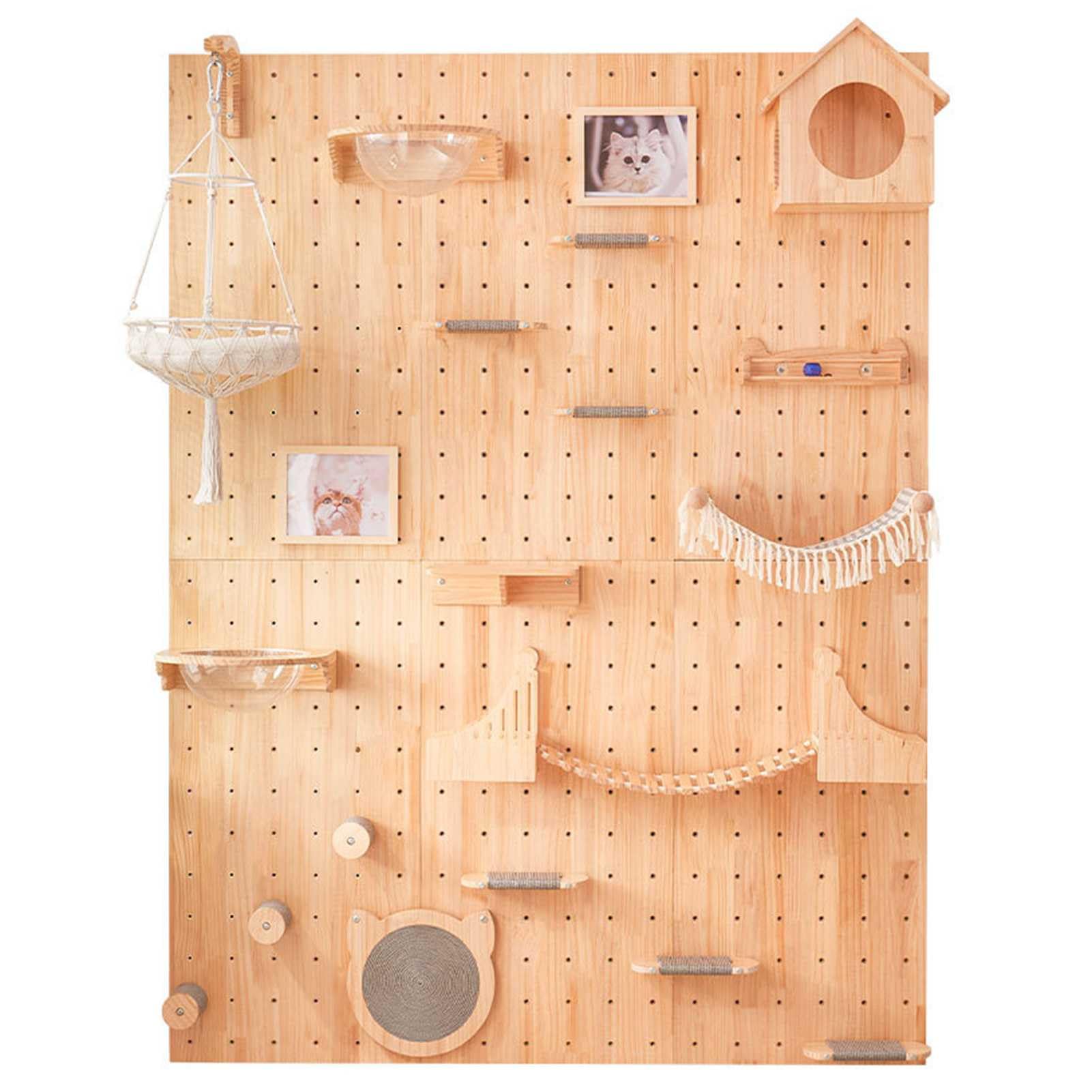 YIMBFCA Mueble de Pared para Gatos, Estantes de Pared para Gatos, Juego de Muebles de Pared, Estantes y Perchas para Pared, Juego de Parque Infantil para Escalar Gatos