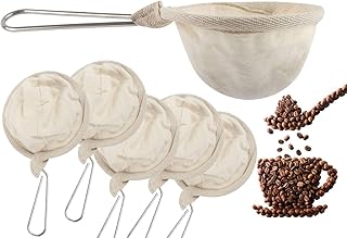 TamBee 6 Pack Reusable Coffee Filter Bag Stainless Steel Handle Flannel Cloth Strainer Dropping Pot Mesh Basket Tools