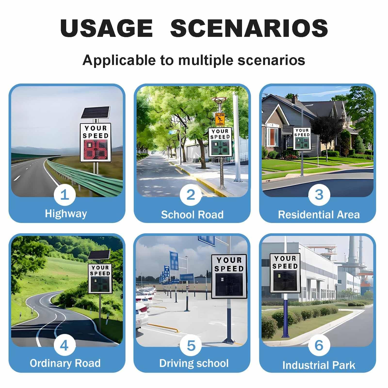 Señal de Radar de Límite de Velocidad con Energía Solar de 60 x 90 cm (23,6 x 35,4 Pulgadas), Señal de Retroalimentación de Radar de Velocidad, Detector de Velocidad Digital para Calles