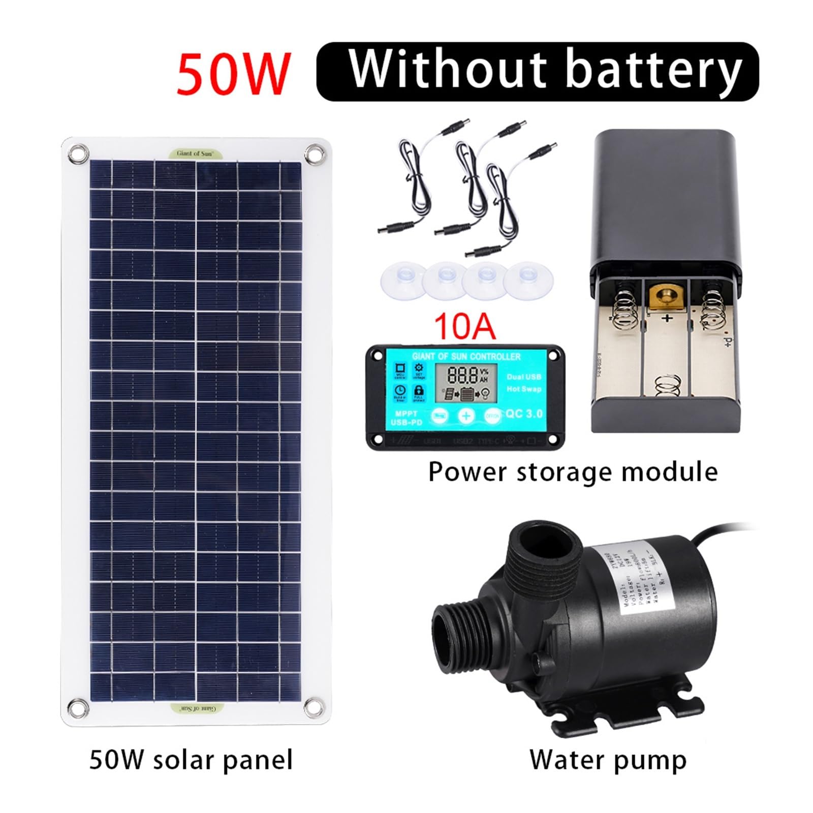 Fontana Solare da Giardino Esterno, 50W 800L/H Pompa ad acqua solare Pannello solare senza spazzole Silicio monocristallino Strumento for kit di decorazione del giardino a lavoro continuo a basso rumo