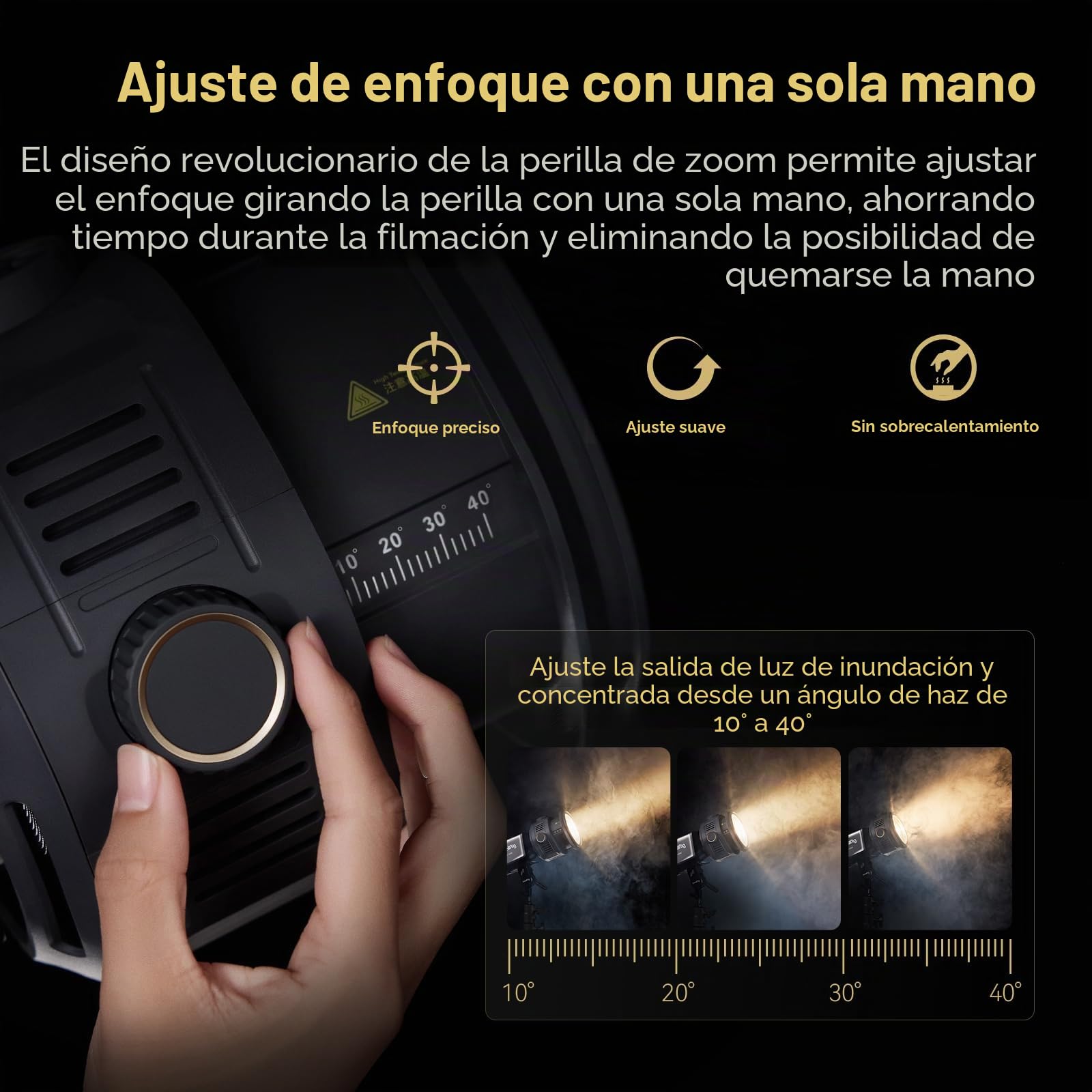 SMALLRIG RA-F150 Lente Fresnel con Montura Bowens, Ajuste de Enfoque con una Sola Mano para RC 120 RC 220 RC 350 RC 450 y Otras Luces Continuas, Herramienta de Modelado de Iluminación - 4246