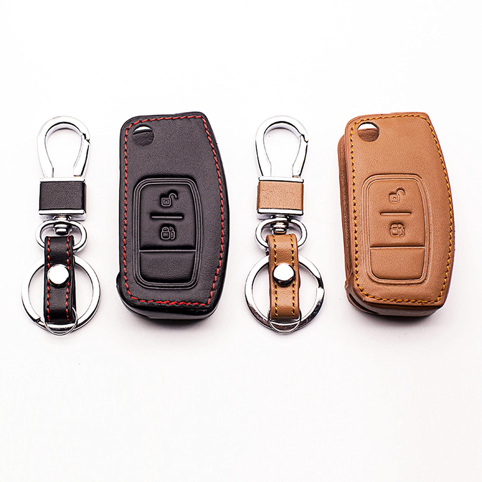 Buy WASHZD Leather key chain ring cover case holder,for Ford Fiesta