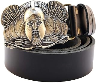 Leather belt with belt buckle Spartan; King Leonidas ancient Greece warrior solid brass belt buckle on leather strap