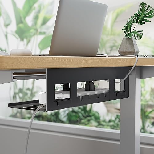Miniatura 3 de Bandeja de organización de cables debajo del escritorio, estante organizador de cables de metal de 15.7 pulgadas, bandeja de escritorio para regleta