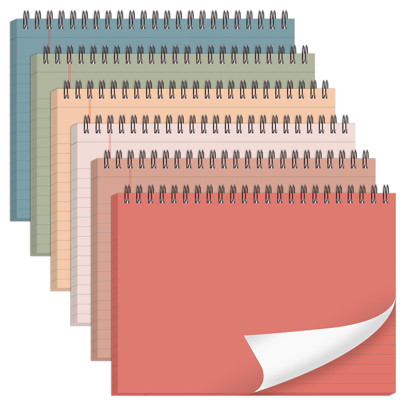6 Pack 8.3" x 5.8" Top Spiral Legal Pads College Ruled Small Notebooks
