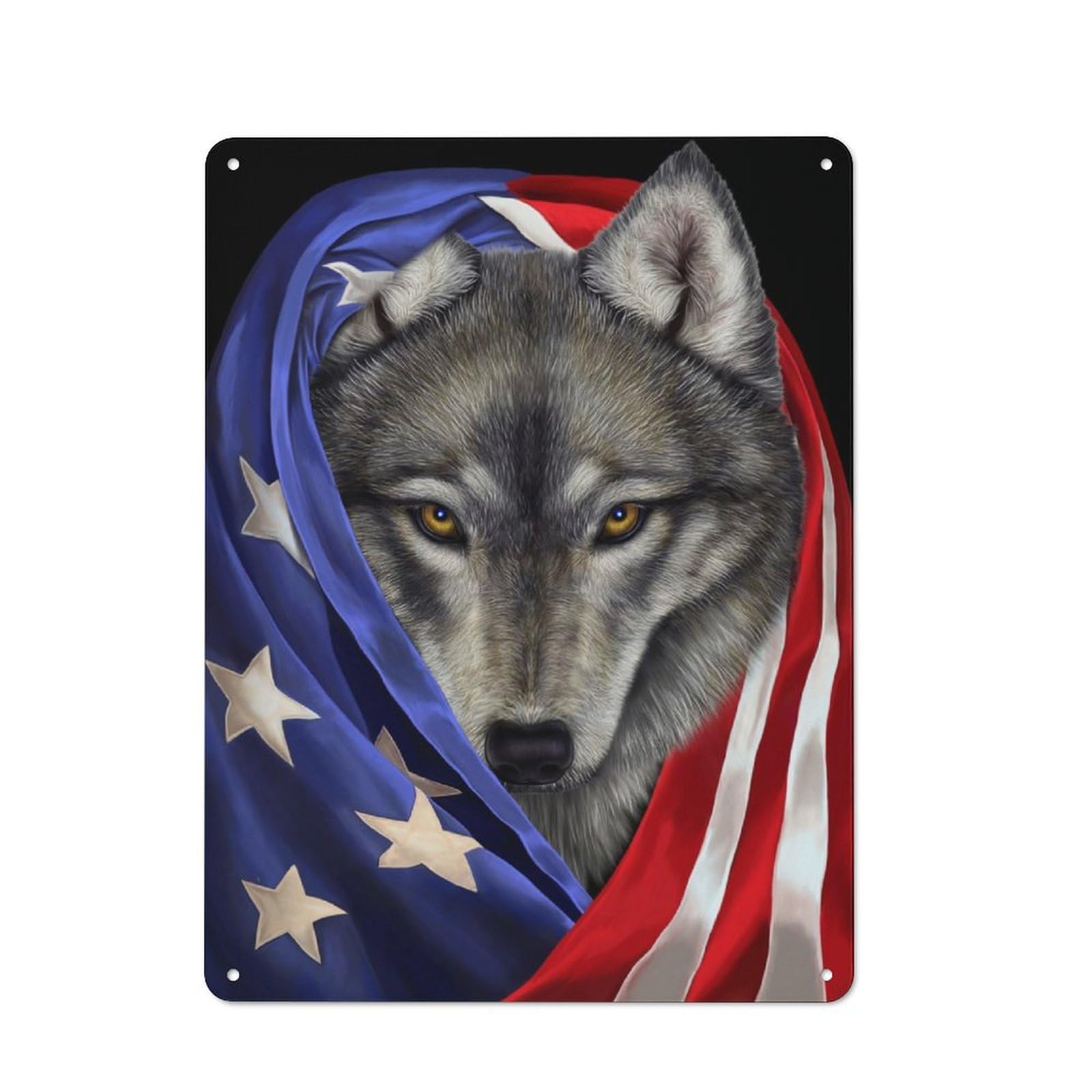 Junmoney Timber Wolf Usa Patriot Metal Sign 40X30cm With For Home Bar Wall, Rustic Decor, For Vintage Wall Decor Fans, For Themed Room Decoration