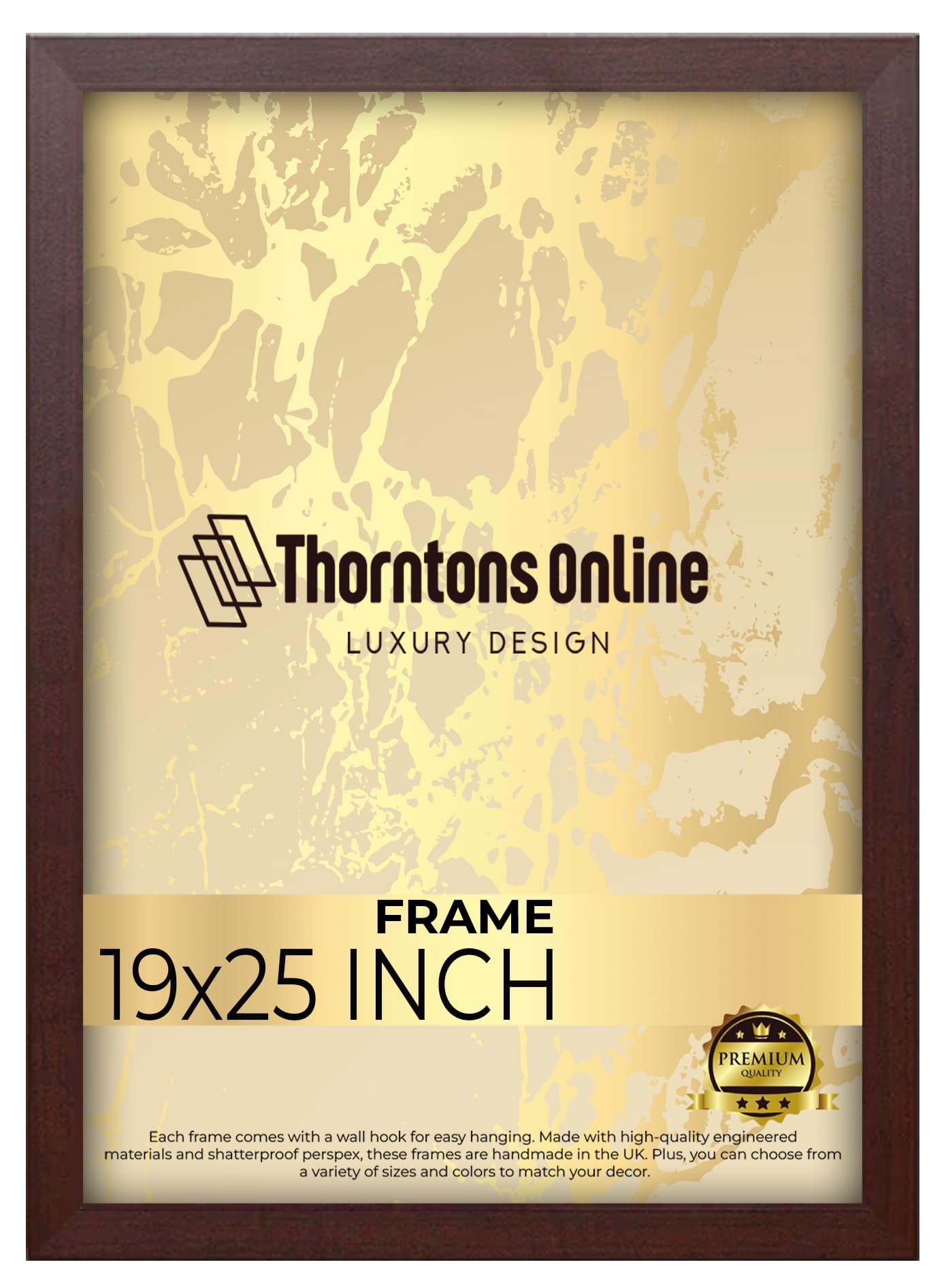 19x25 Inch Poster Picture Frame Mahogany (48.26x63.5) |Acrylic front| |mdf backing with both ways hanging hooks|Ideal for Artwork and Decor