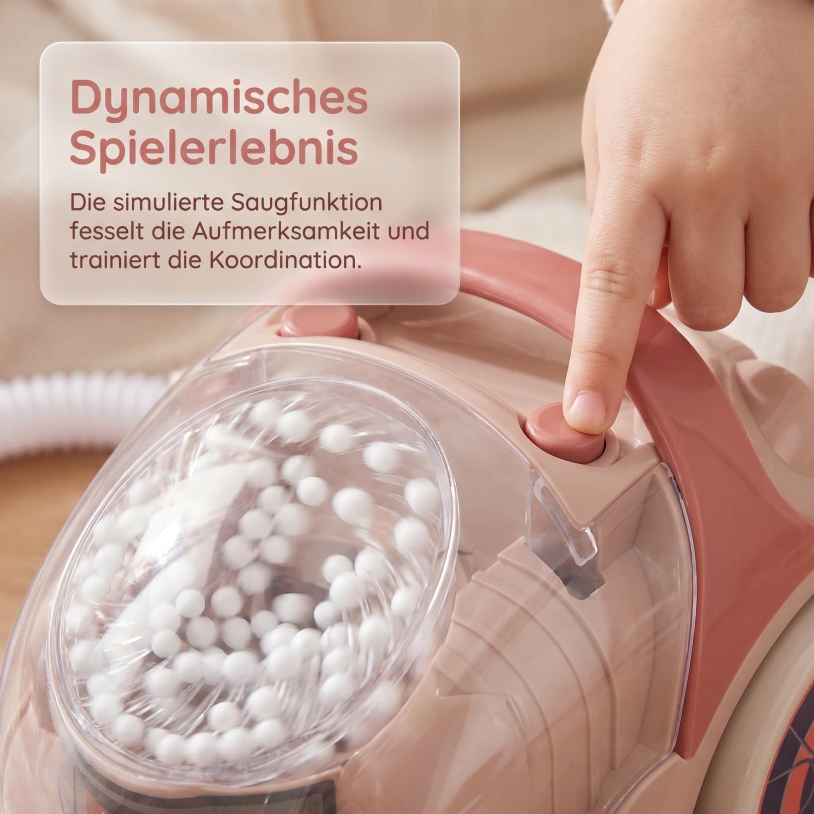 Toyvian Staubsauger Interaktives Haushaltsgerät für Kleinkinder Lustiges Sensory Toy mit Cartoonförmigem Design Leicht zu Reinigen und Sicher für Jungen und Mädchen für Rollenspiele und