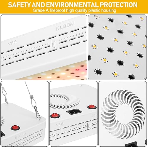 Miniatura 5 de Aidyu Luz LED de cultivo de 1000 W lámparas de cultivo de espectro completo para plantas de invernadero hidropónicas de interior con interruptor de