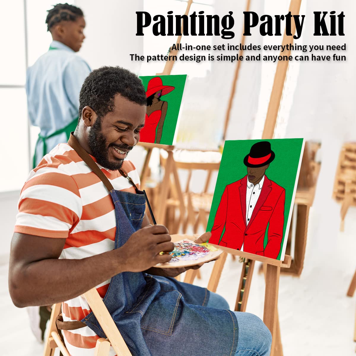 Amazon.com: VOCHIC Couples Paint Party Kits Pre Drawn Canvas for Adults Paint  and Sip Kit Date Night Games for Couples Painting Art Set 8x10 Elegant  Ladies Gentlemen (2 Pack)