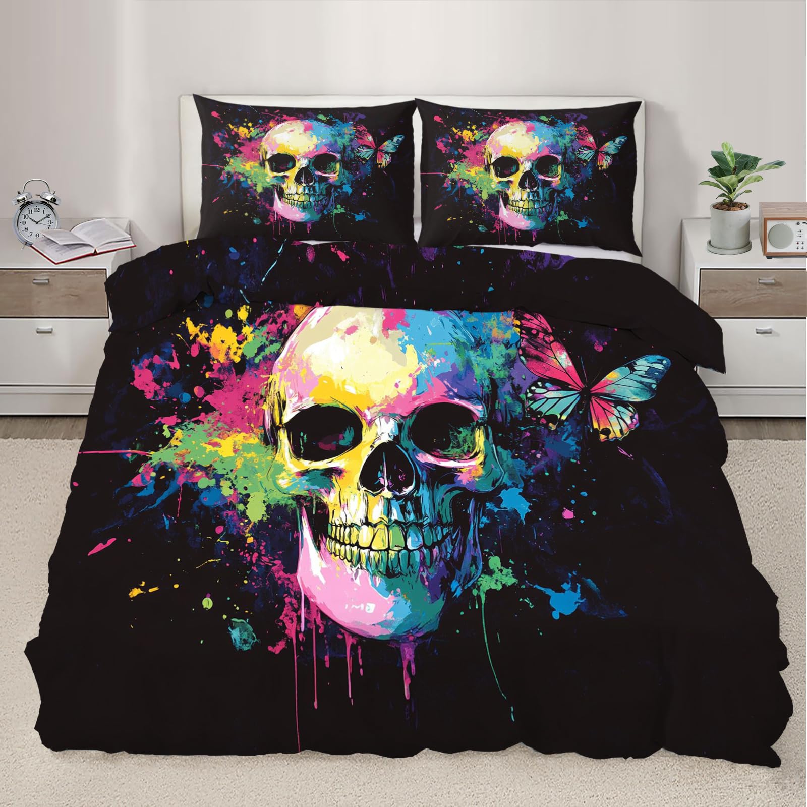 Parure de lit gothique avec attaches pour transformer une chambre super king size