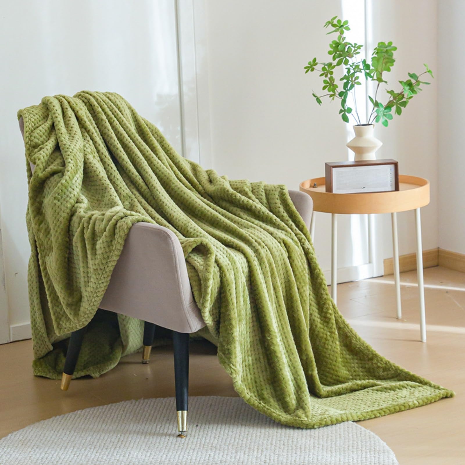 Couverture polaire Halloween LONGCAO plaid 150x400 cm vert armée idéal cocooning sur canapé
