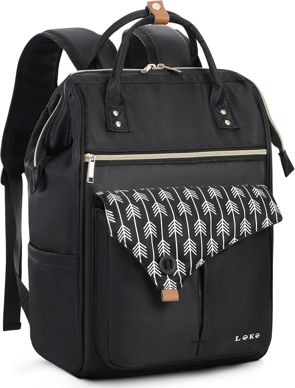 Lekesky Sac à dos pour ordinateur portable dames 15.6 pouces Sac à dos scolaire Sac à dos de travail Daypack imperméable pour uni/voyage/business/travail, Noir