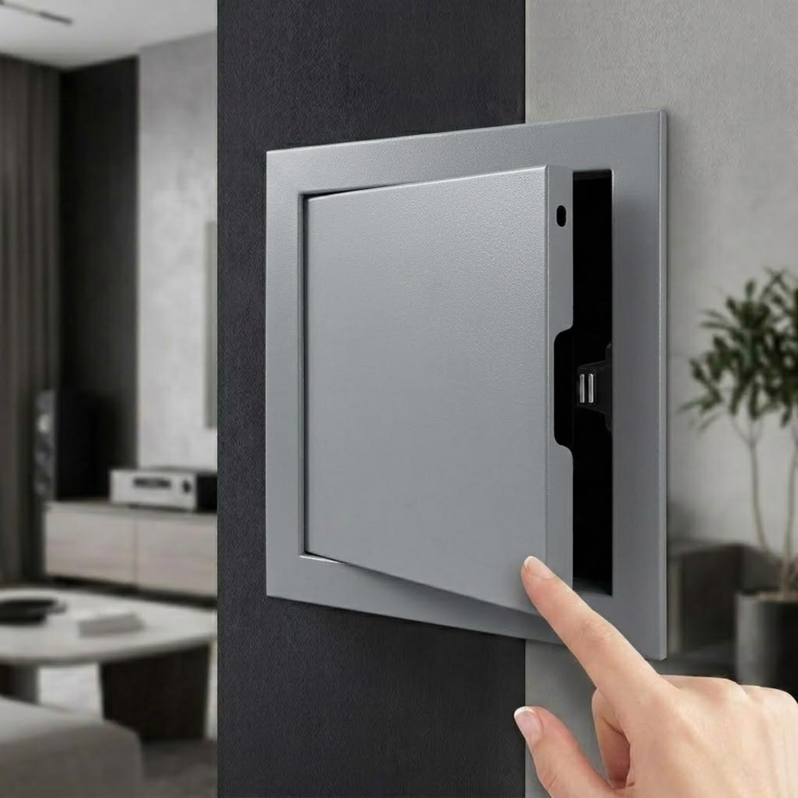 Yqyhnb Gray Access Panel, Paintable Aluminum Inspection Hatch For Wall & Ceiling, Push-To-Open Access Panel With Concealed Hinge, Flush Fit Service Door For Drywall Plumbing(,14X22in)